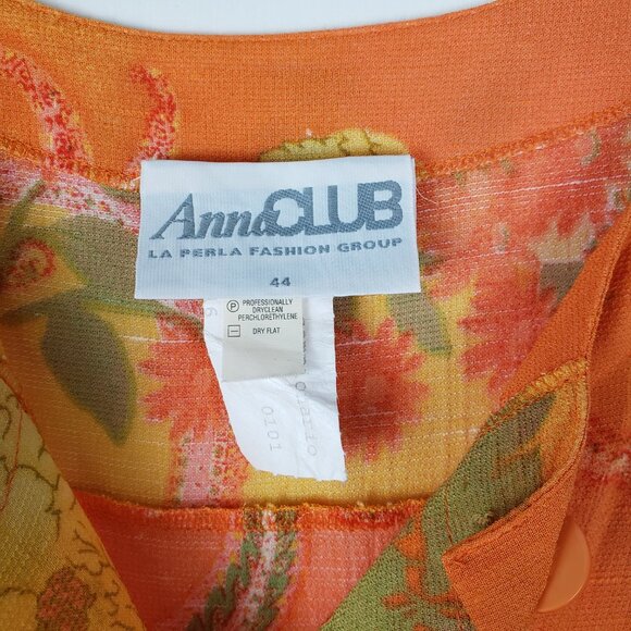 La Perla Anna Club Button Up Tunic Coverup Orange Hippy Floral Paisley Size 44 - Picture 5 of 6